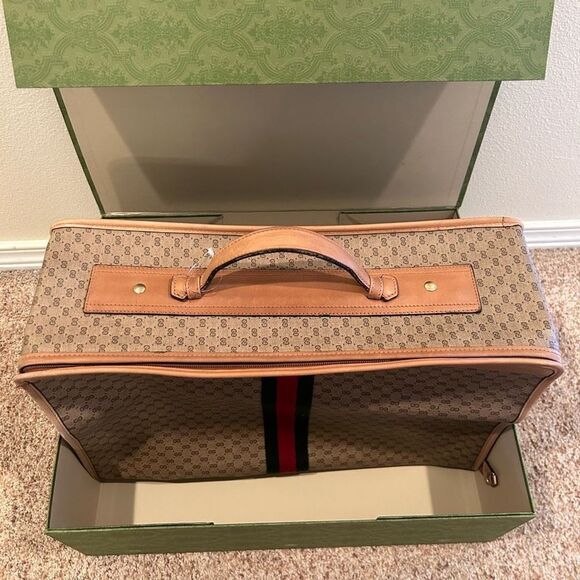 Gucci Vintage Micro GG Monogram Sherry Line Suitcase Luggage with free box - Picture 3 of 16